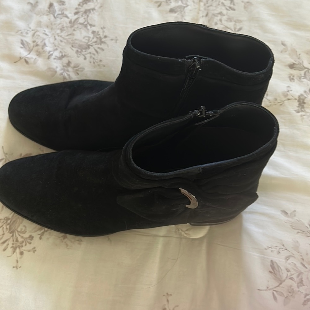Black suede ankle boots